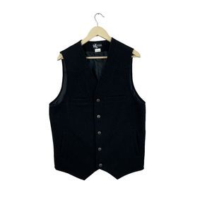 Wyoming Traders Large Wool Button Work Vest Black Outdoors Western Mens
